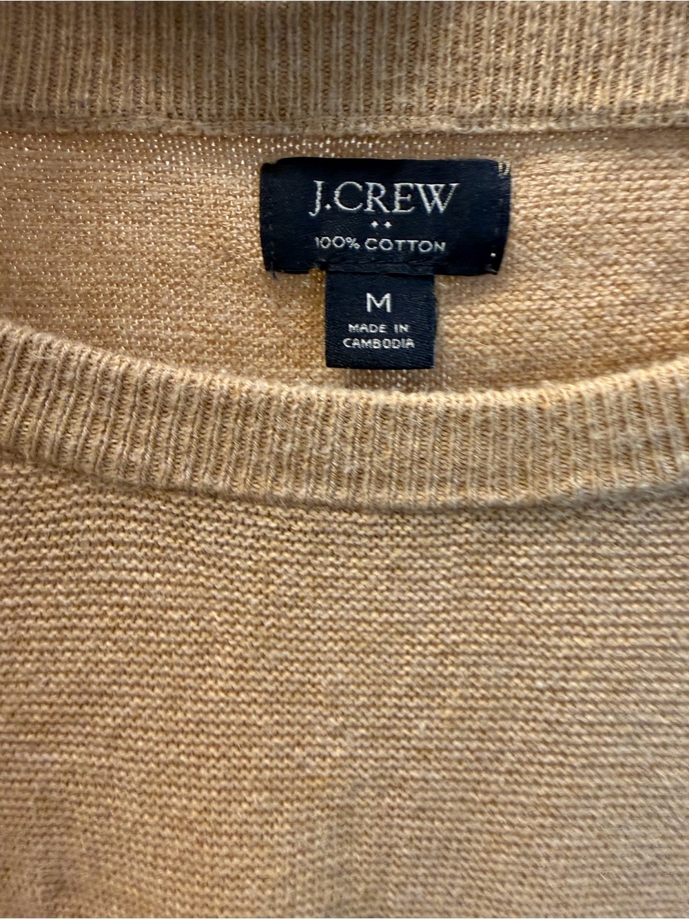 J. Crew Men's Camel/Tan Cotton Crewneck Sweater